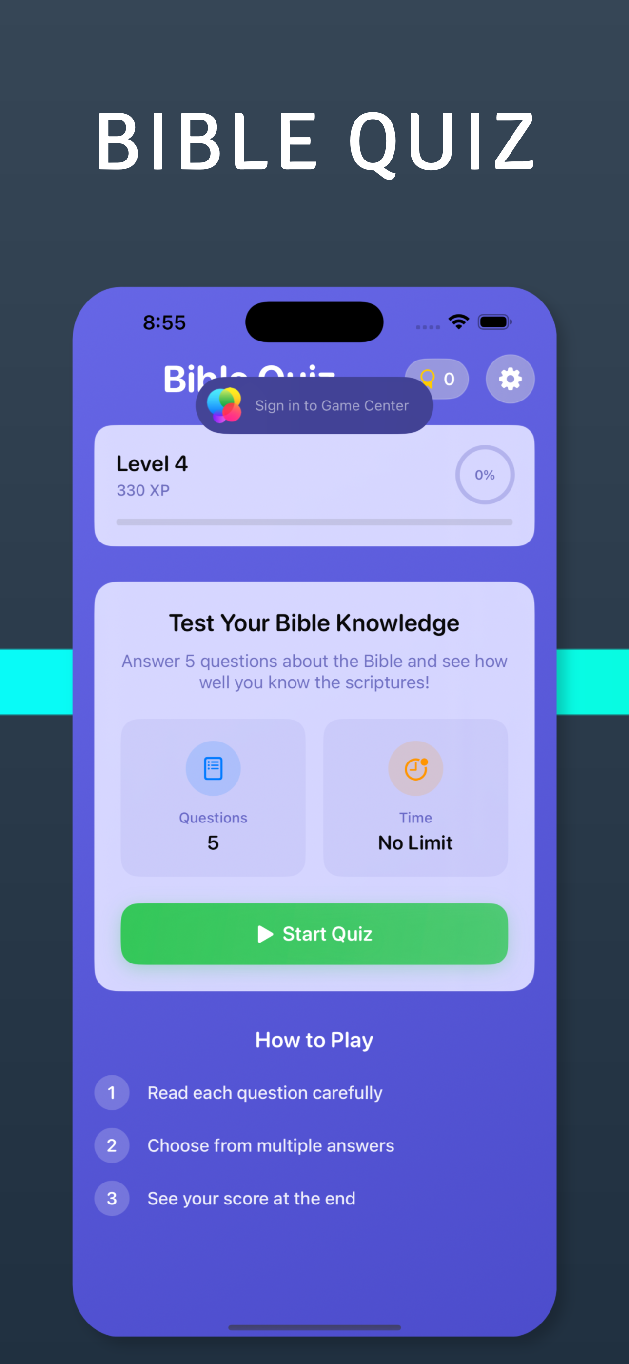 Bible Quiz Main Interface