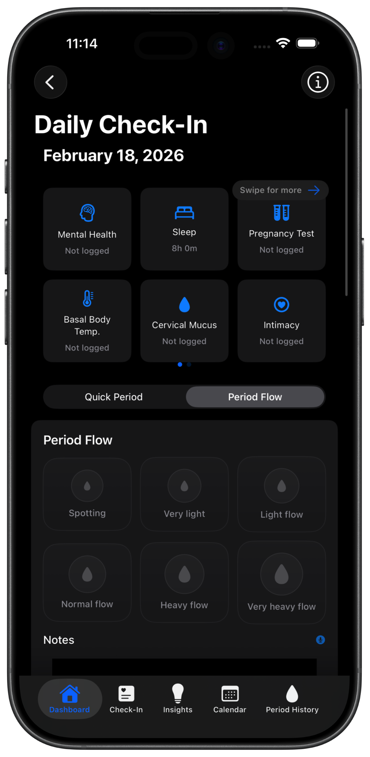 Bloom Cycles App Daily Check In