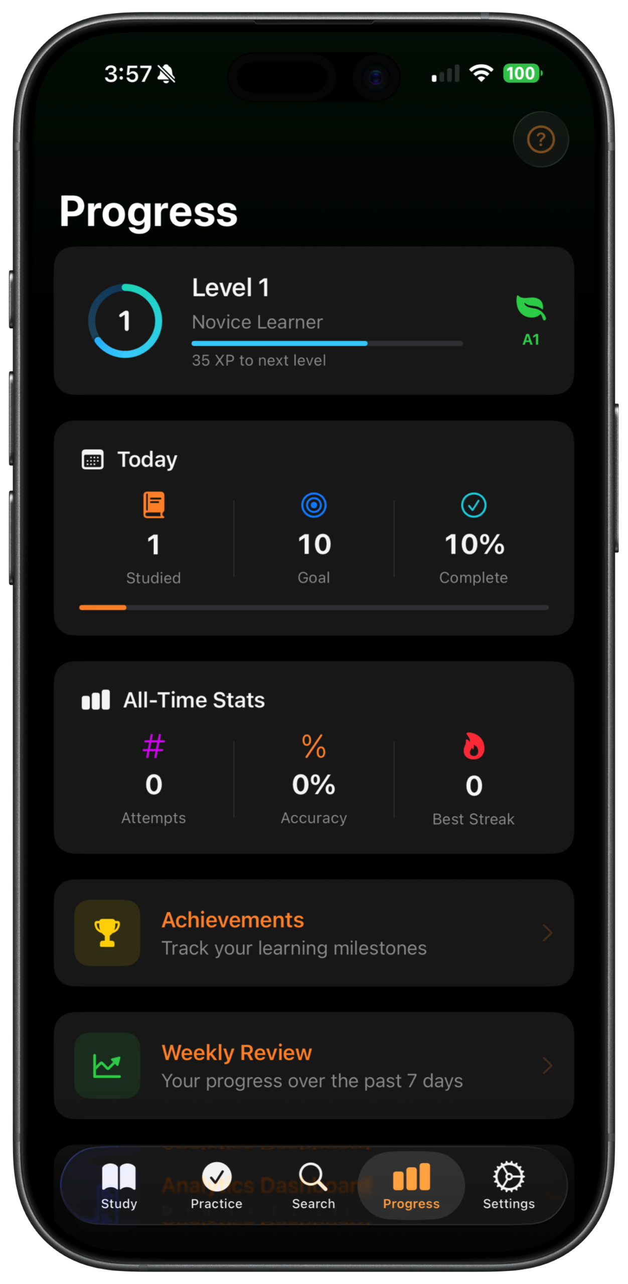 Language Byte Progress Screen