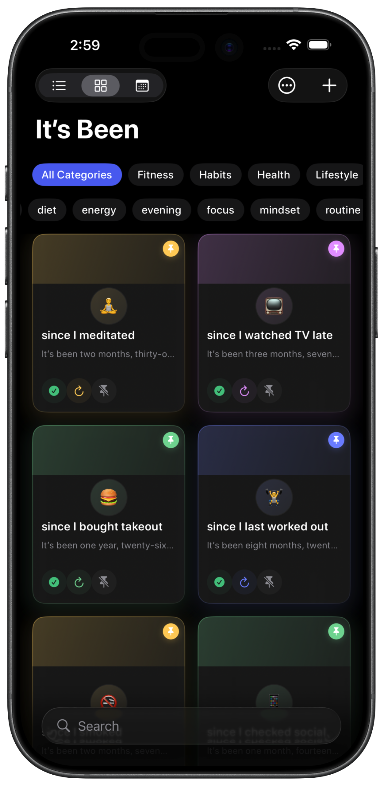 It's Been Tracker Screen